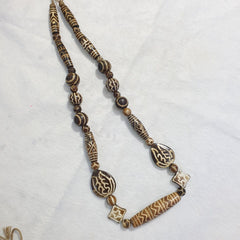 RARE Very Old PUMTEK BEADS Necklace petrifiedwood Great Patterns Necklace NC45