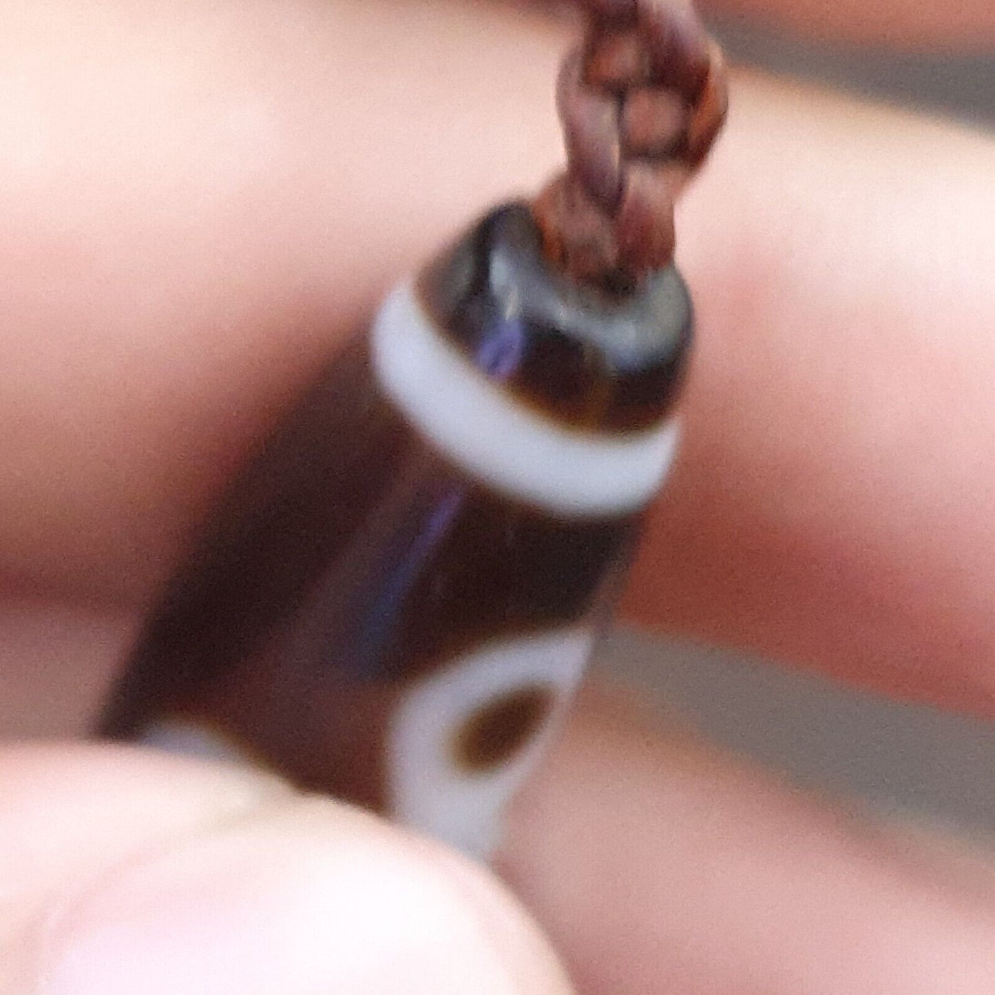 Tibetische Himalaya-Perle altes Amulett 5 Augen Achat Vintage Anhänger Halskette