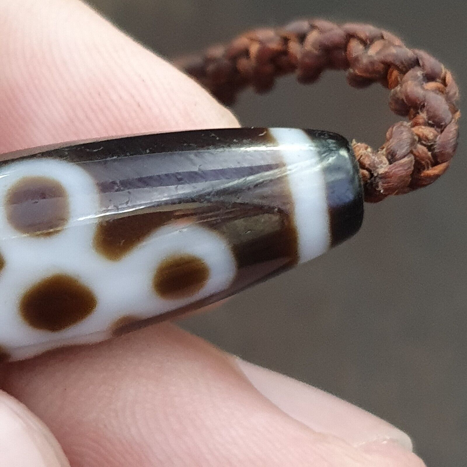 Tibetan Himalayan bead old amulet 5 eyes Agate Vintage pendant Necklace