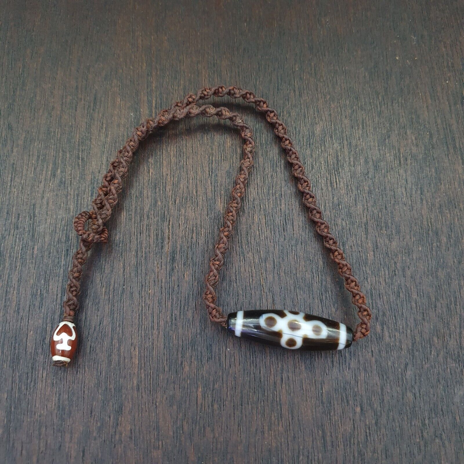 Tibetan Himalayan bead old amulet 5 eyes Agate Vintage pendant Necklace