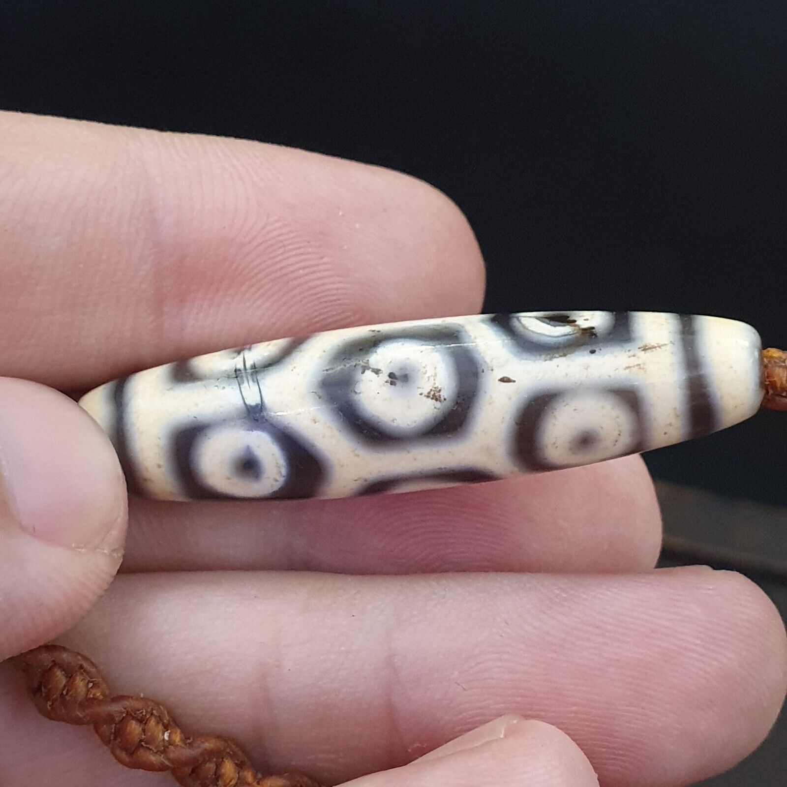 9 eyes Tibetan Himalayan bead old amulet Red Agate Vintage pendant Necklace