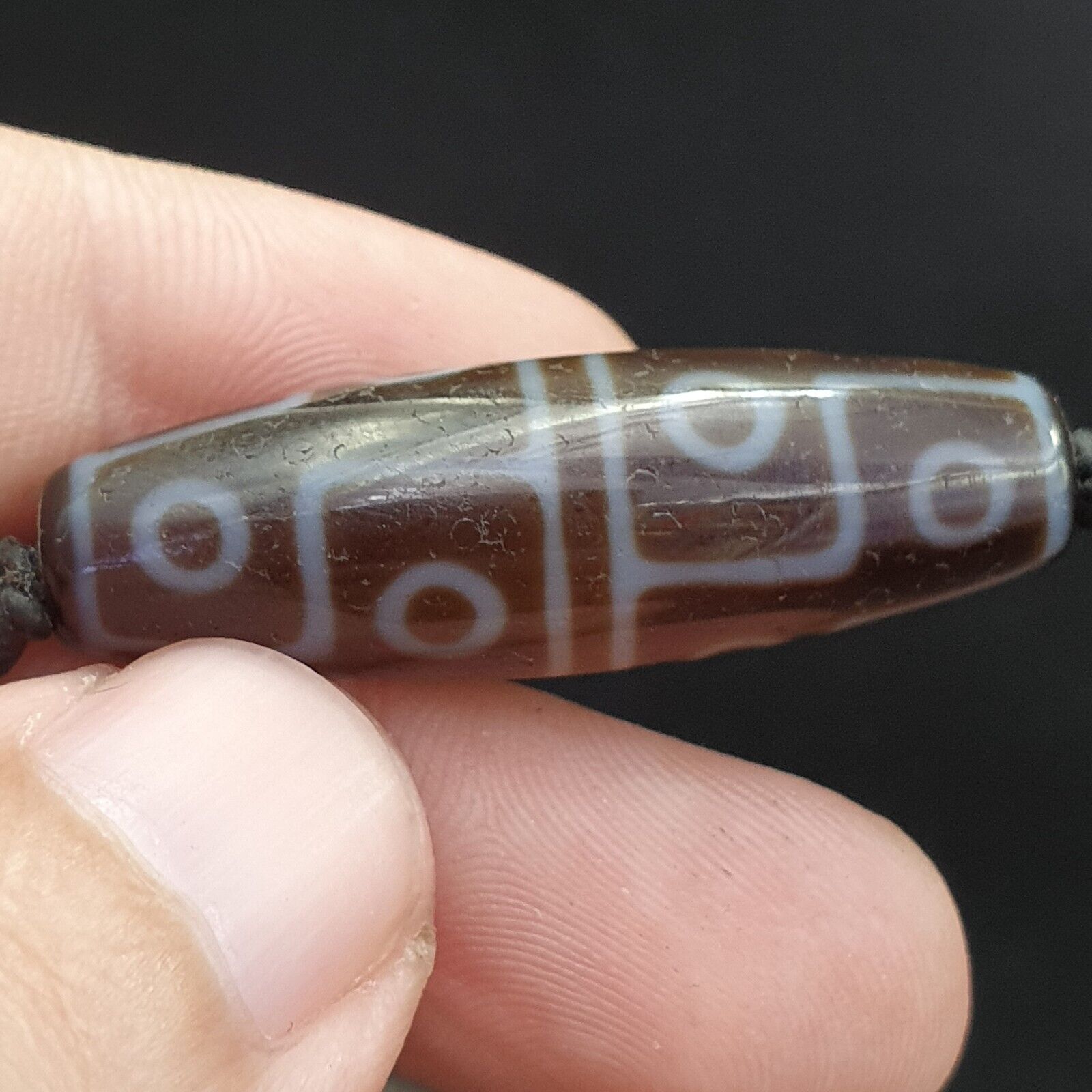 8 eyes Tibetan Himalayan bead old amulet Red Agate Vintage pendant Necklace