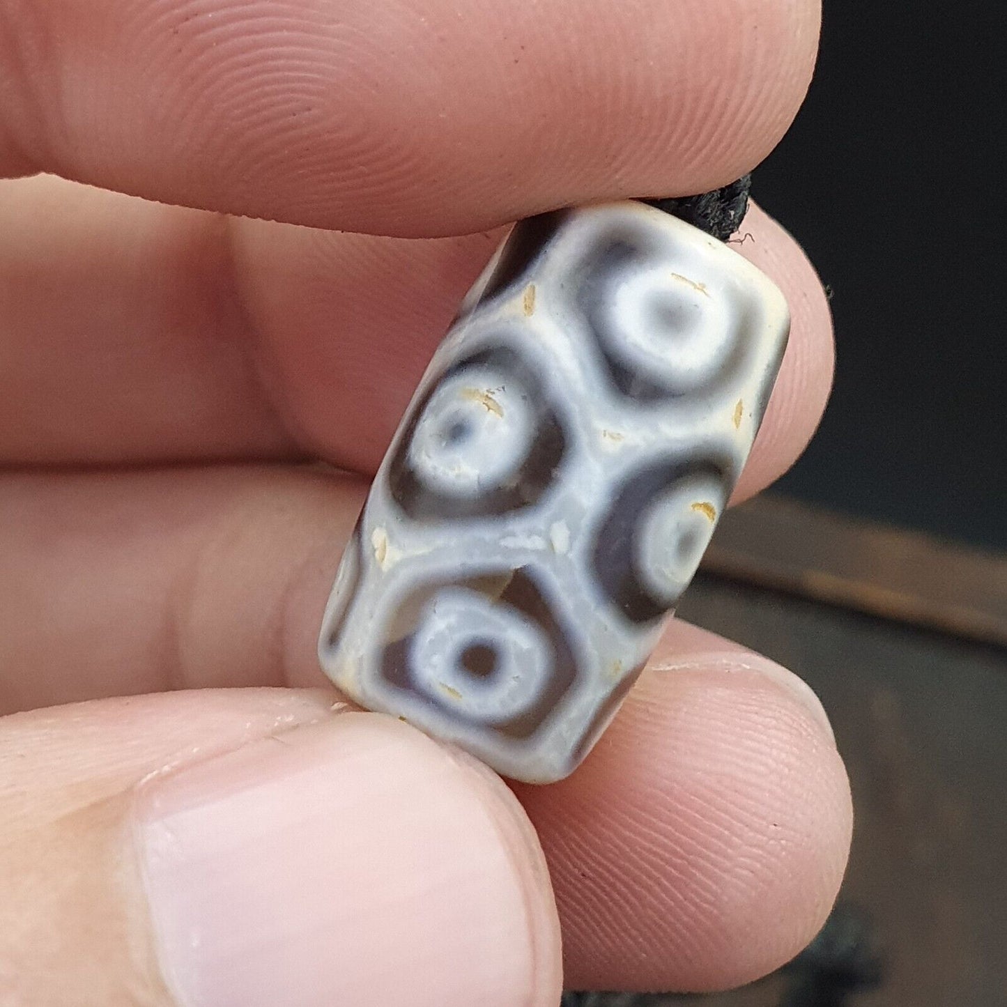 12 eyes Tibetan Himalayan bead old amulet Red Agate Vintage pendant Necklace