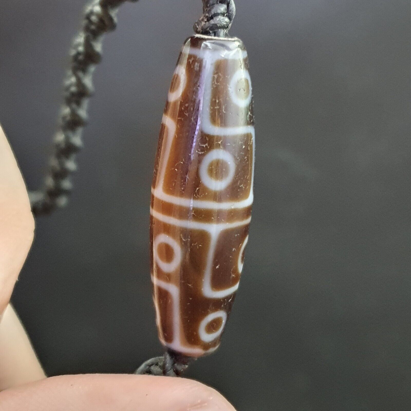 8 eyes Tibetan Himalayan bead old amulet Red Agate Vintage pendant Necklace