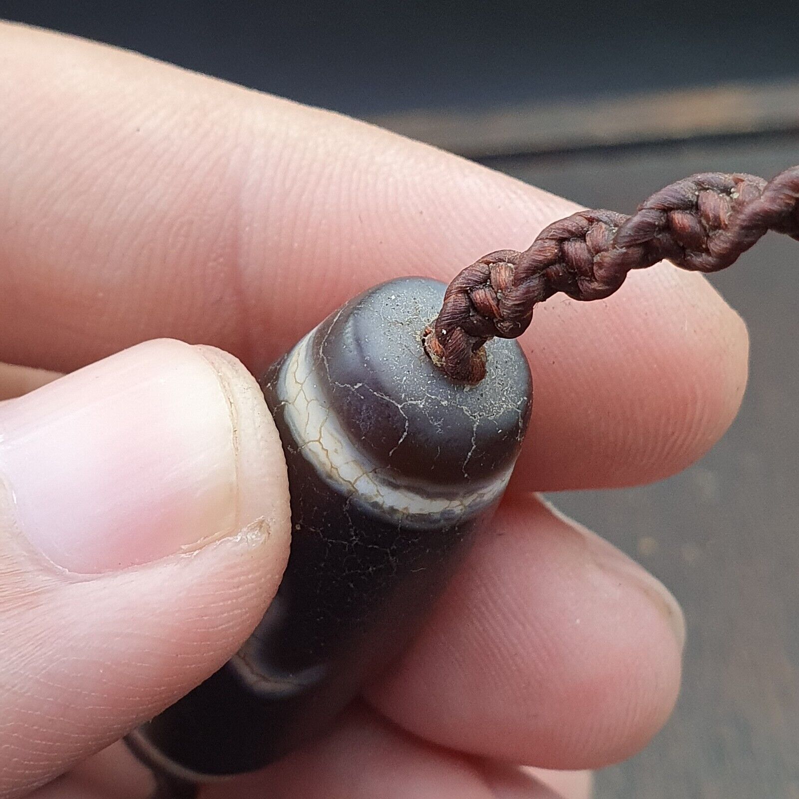 Tibetan dzi bead old amulet Agate rare Pattern Vintage Tibet gzi pendant