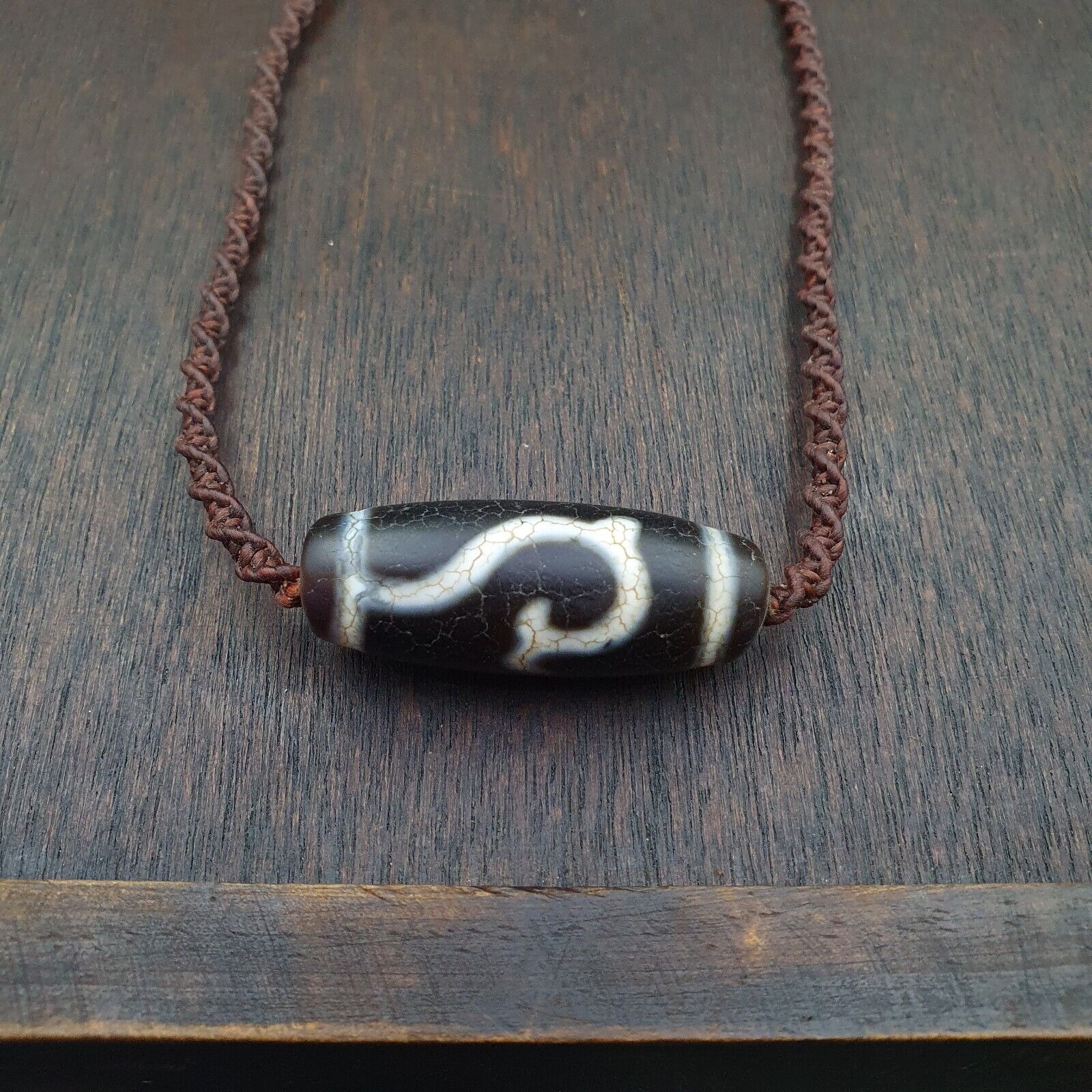 Tibetan dzi bead old amulet Agate rare Pattern Vintage Tibet gzi pendant