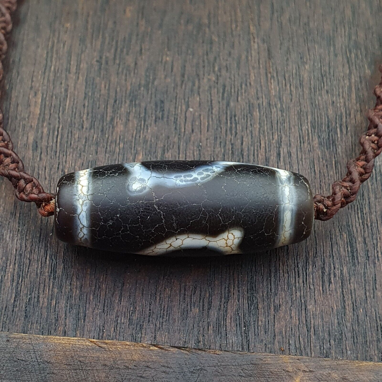 Tibetan dzi bead old amulet Agate rare Pattern Vintage Tibet gzi pendant