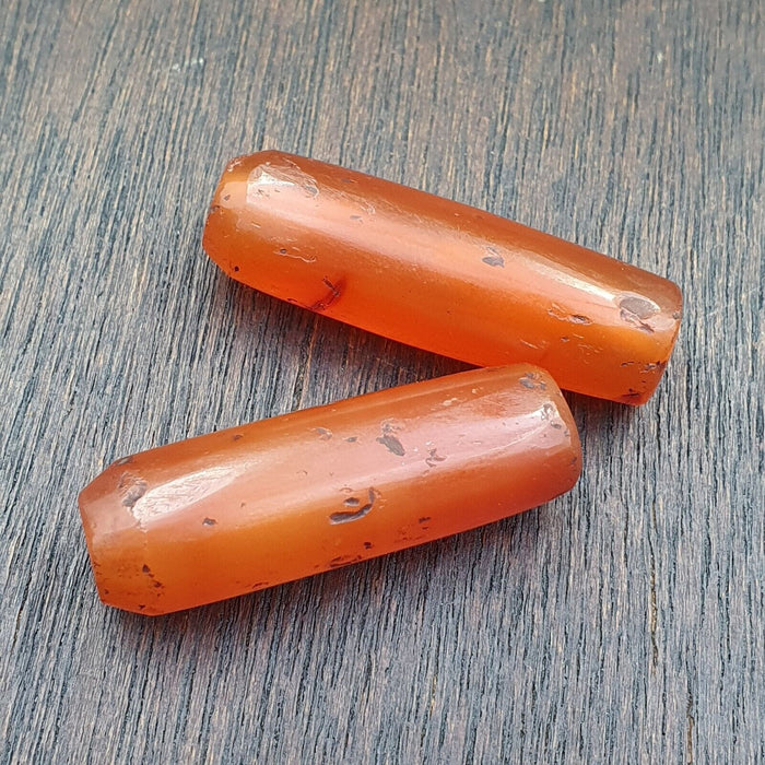 Lot 2 Antique Red Agate Himalayan Tibetan African Agate Carnelian Beads