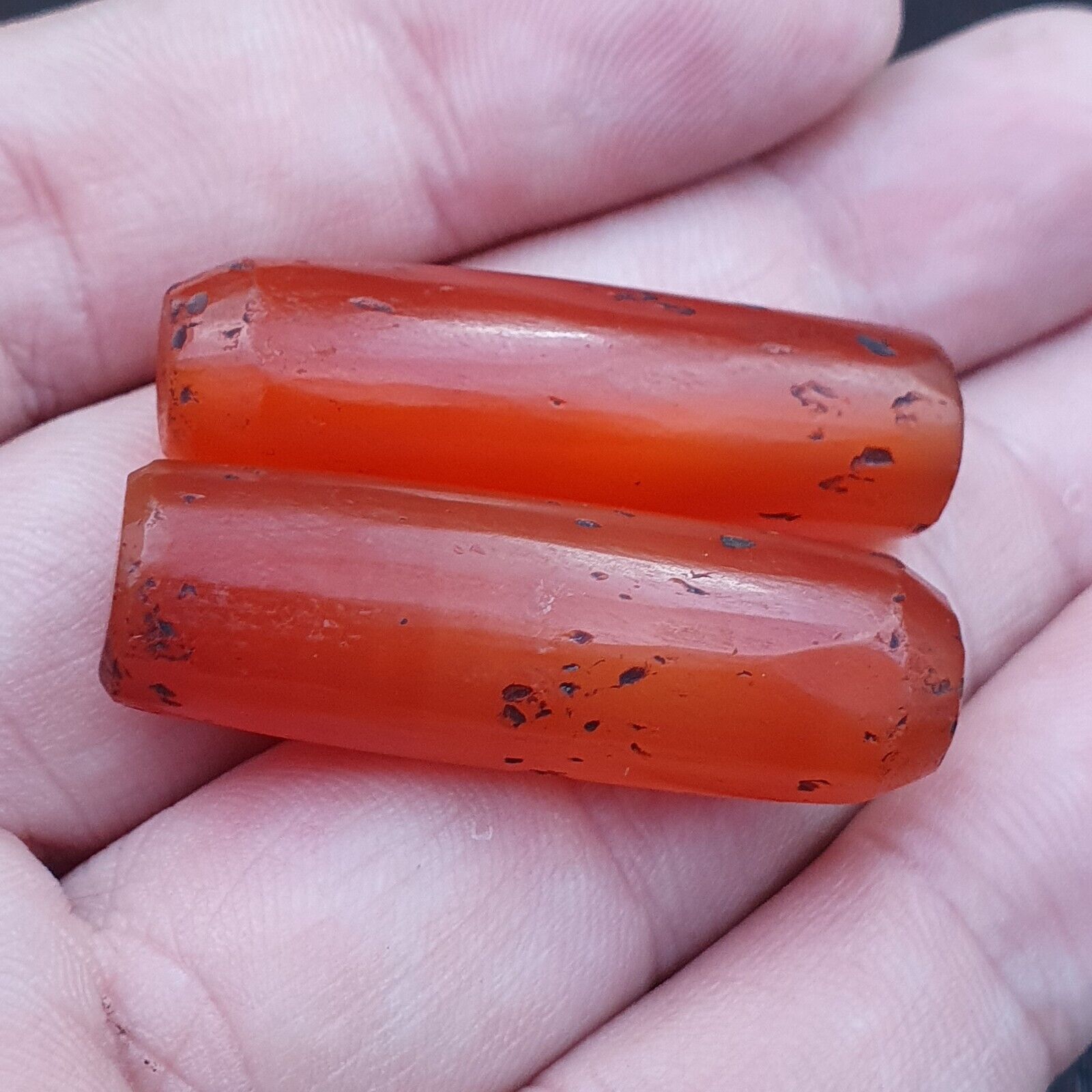 Lot 2 Antique Red Agate Himalayan Tibetan African Agate carnelian Beads