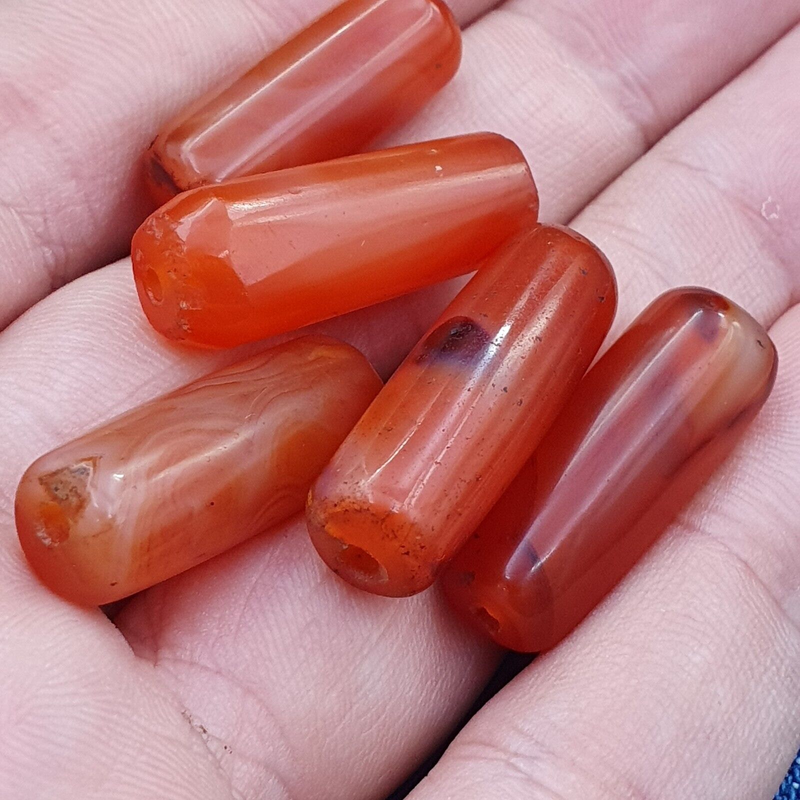 Lot 5 Antique Red Agate Himalayan Tibetan African Agate carnelian Beads CRD-5P