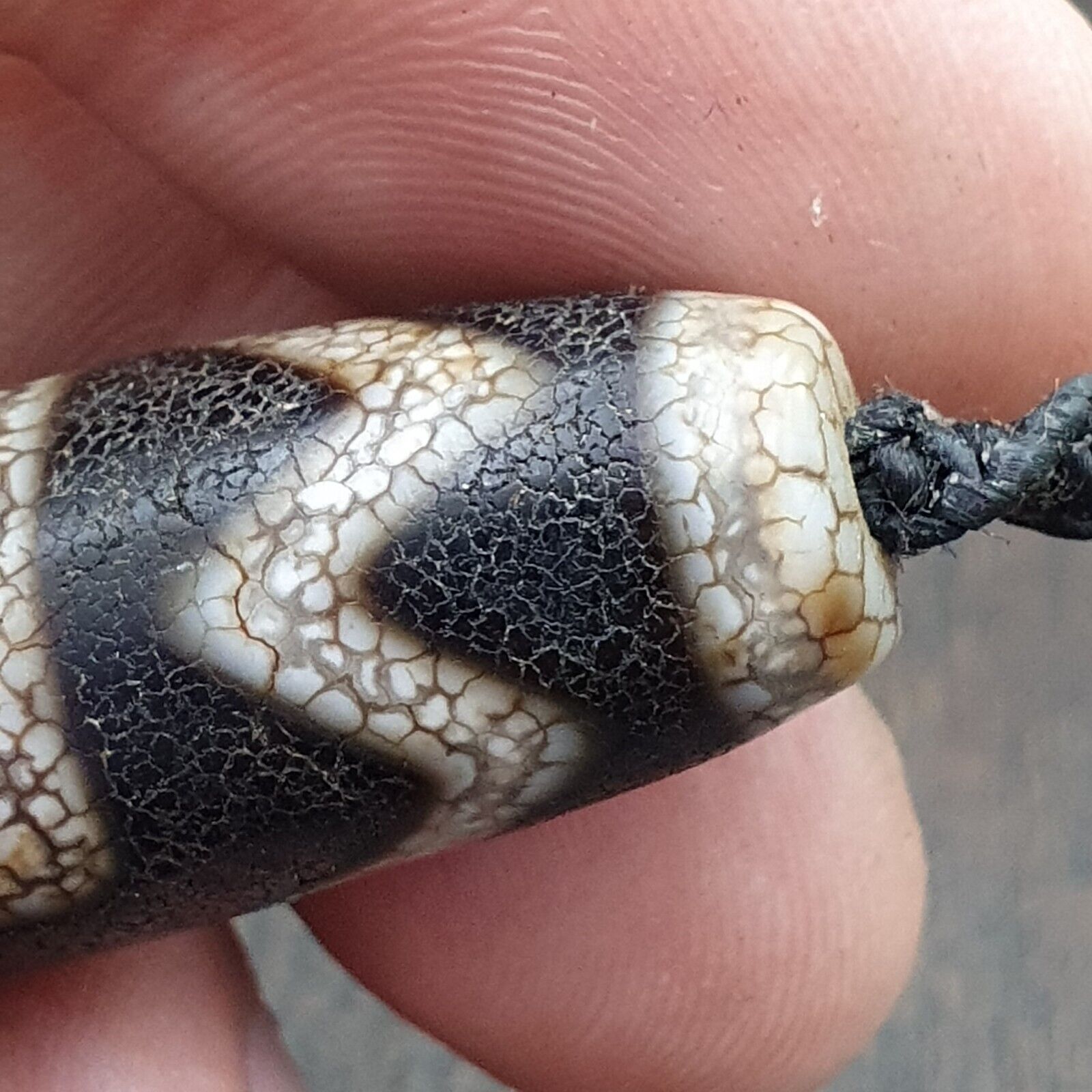 Tibetan dzi bead old amulet Agate rare Pattern Vintage Tibet pendant Necklace