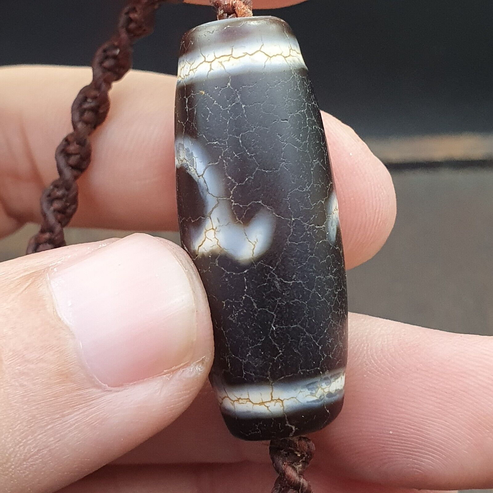 Tibetan dzi bead old amulet Agate rare Pattern Vintage Tibet gzi pendant