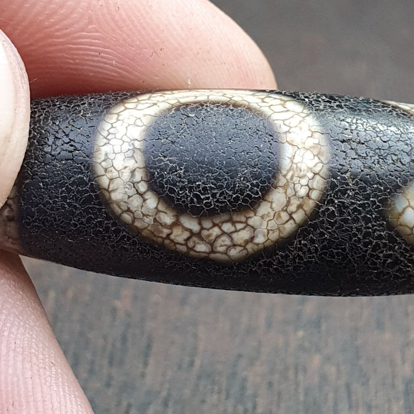 Tibetische Dzi-Perle, altes Amulett, Achat, seltenes Muster, Vintage-Tibet-Anhänger-Halskette