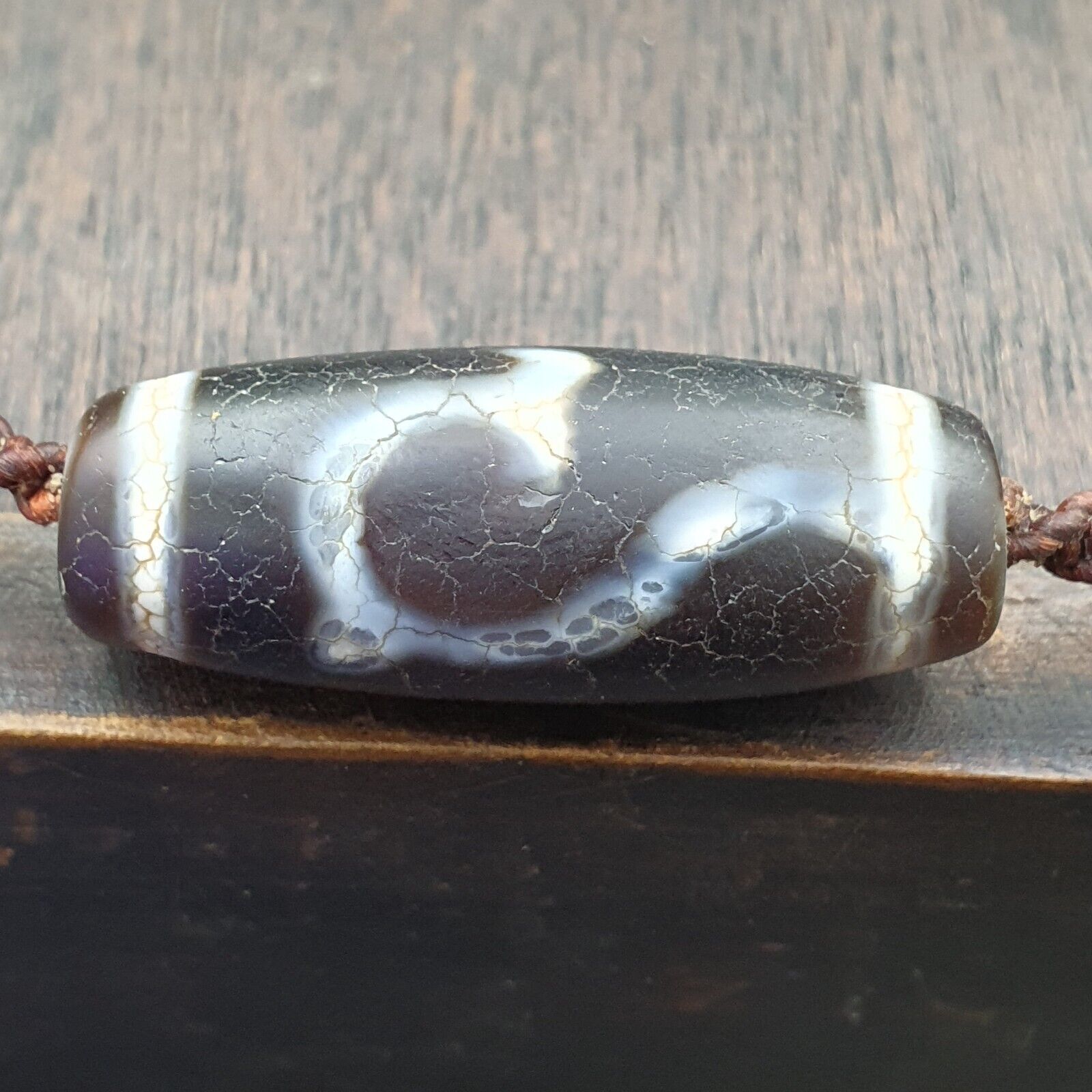 Tibetan dzi bead old amulet Agate rare Pattern Vintage Tibet gzi pendant