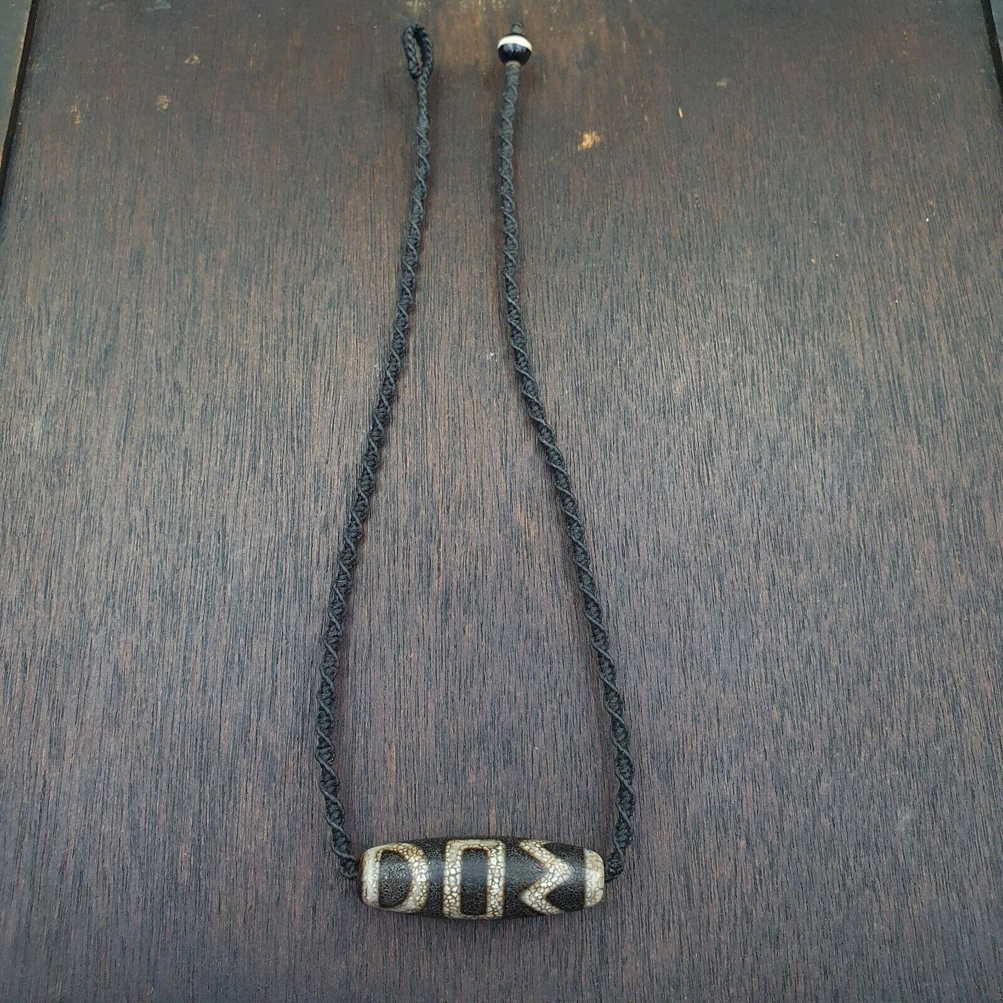 Tibetische Dzi-Perle, altes Amulett, Achat, seltenes Muster, Vintage-Tibet-Anhänger-Halskette