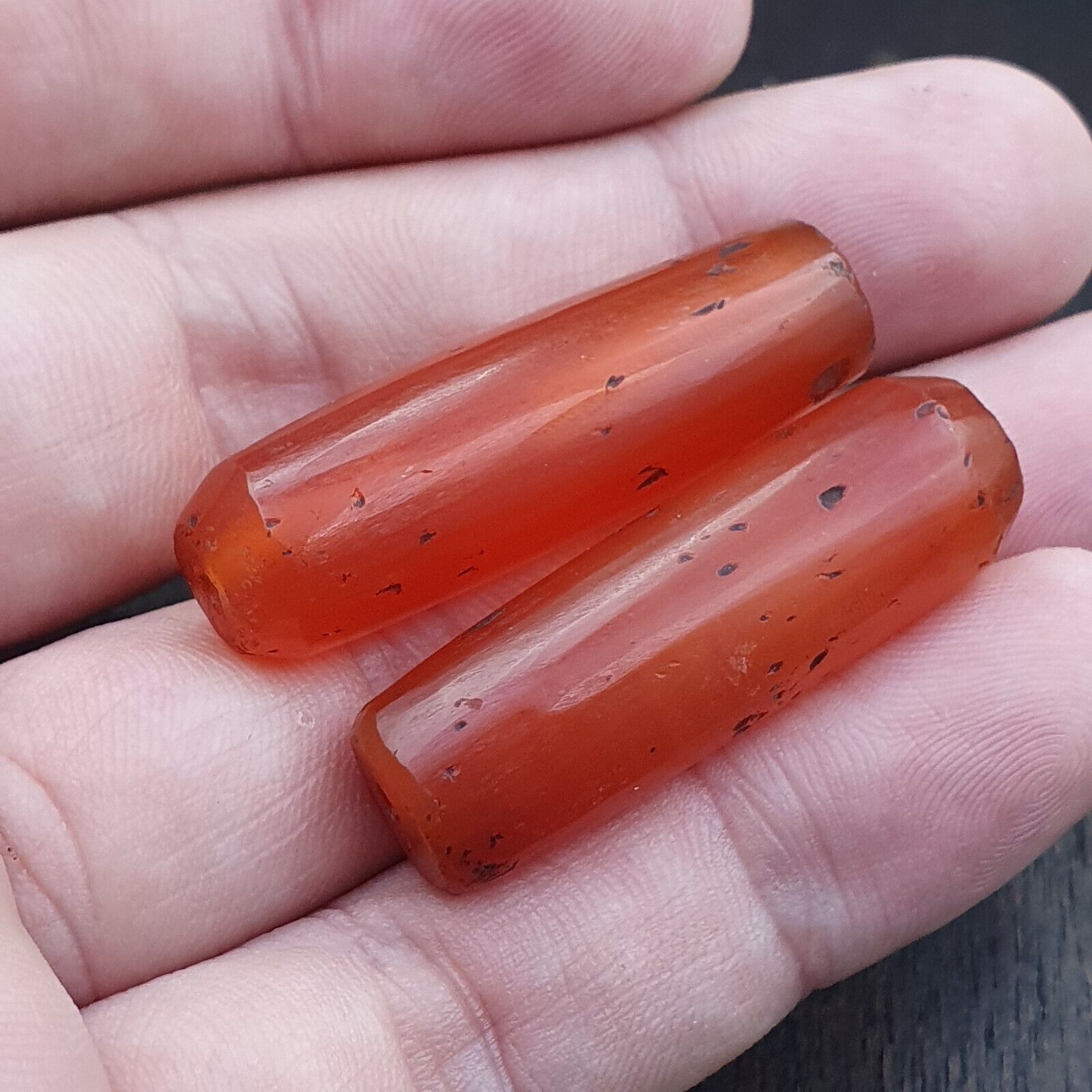 Lot 2 Antique Red Agate Himalayan Tibetan African Agate carnelian Beads