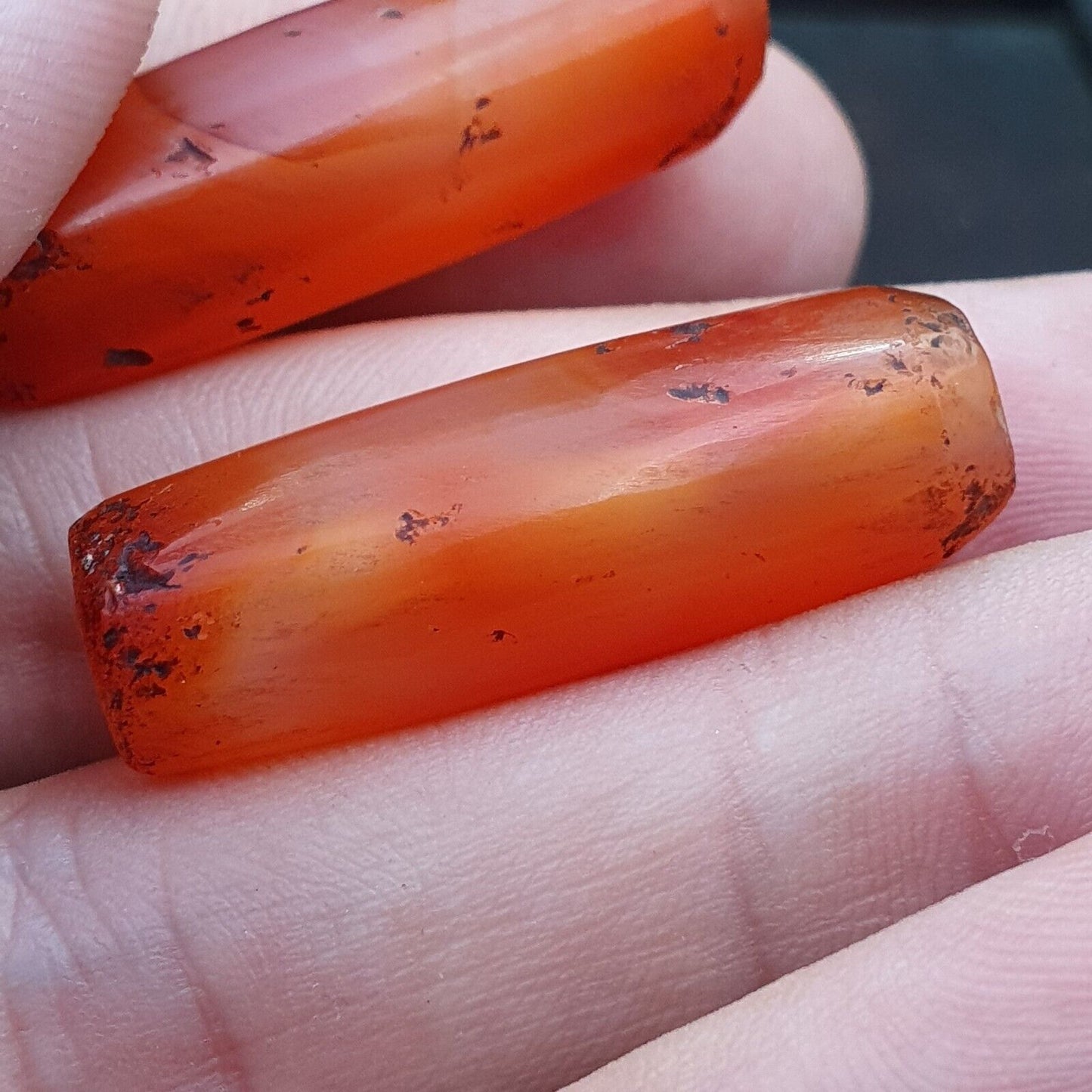 Lot 2 antike rote Achat-Himalaya-tibetische afrikanische Achat-Karneolperlen 