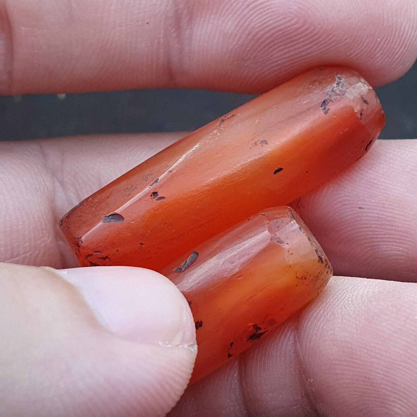 Lot 2 antike rote Achat-Himalaya-tibetische afrikanische Achat-Karneolperlen 