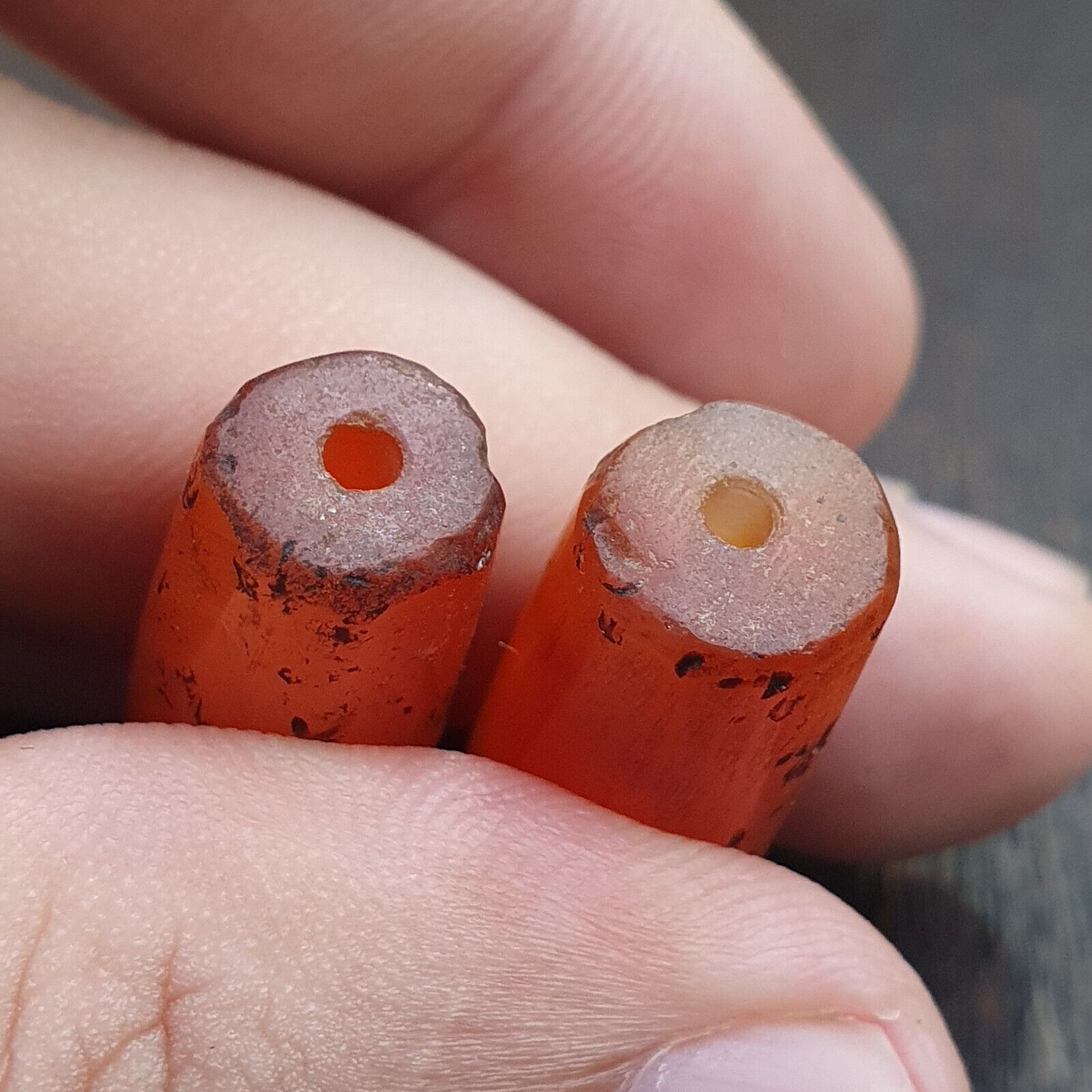 Lot 2 Antique Red Agate Himalayan Tibetan African Agate carnelian Beads