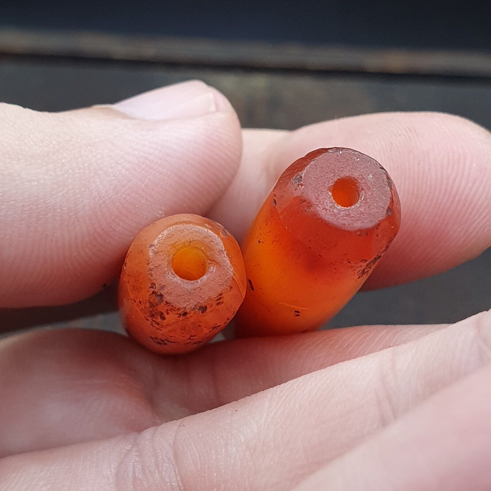 Lot 2 Antique Red Agate Himalayan Tibetan African Agate carnelian Beads