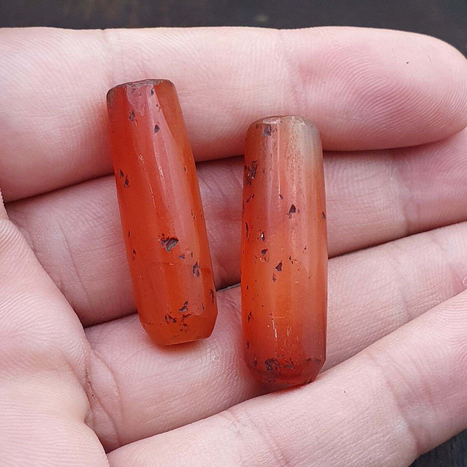 Lot 2 Antique Red Agate Himalayan Tibetan African Agate carnelian Beads