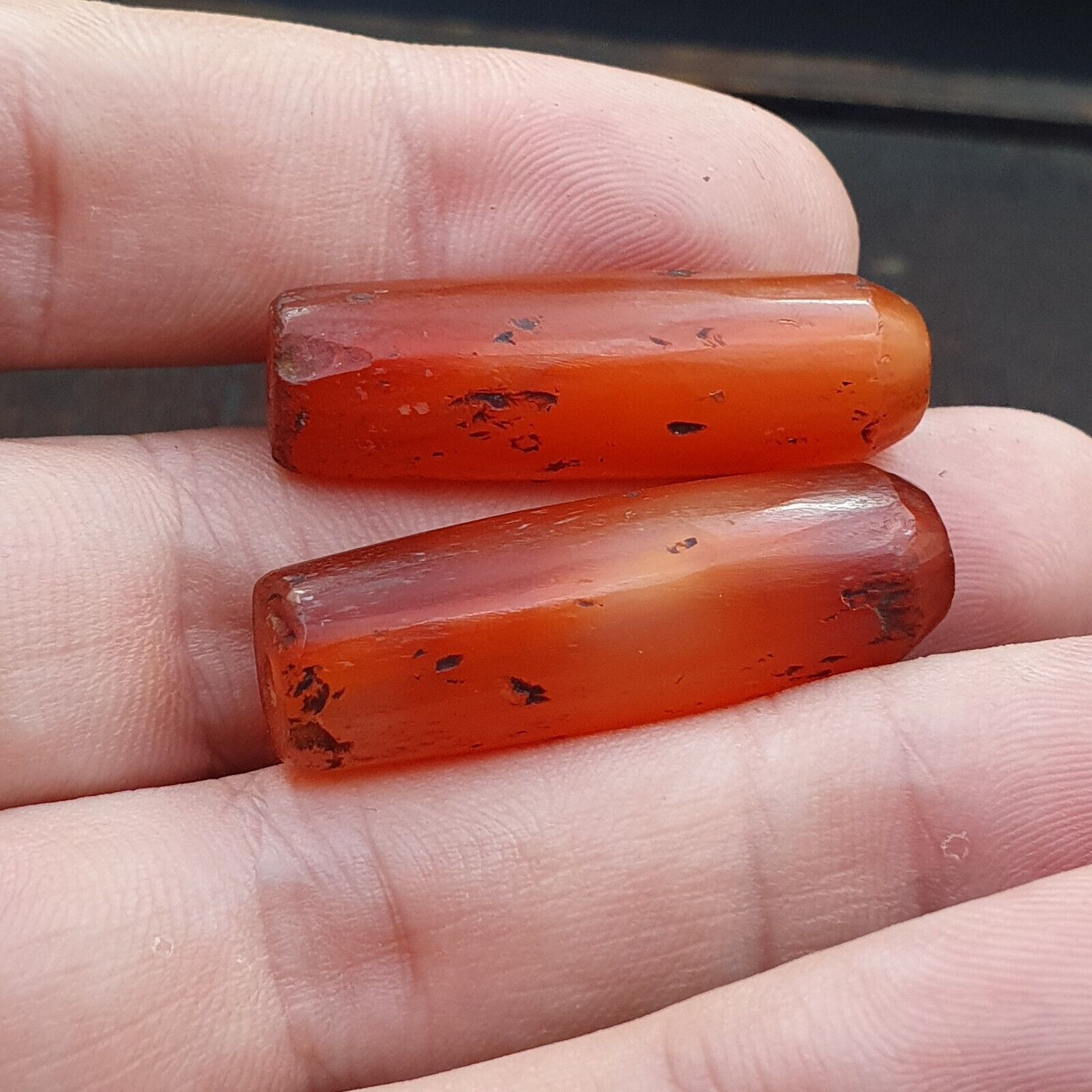 Lot 2 Antique Red Agate Himalayan Tibetan African Agate carnelian Beads