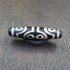 6 Eyes Amazing Pattern Antique Black Agate Tibetan Agate stone Dzi  Bead Amulet