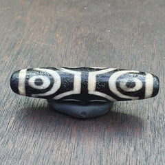 6 Eyes Amazing Pattern Antique Black Agate Tibetan Agate stone Dzi  Bead Amulet
