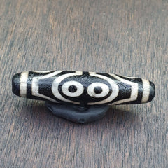 6 Eyes Amazing Pattern Antique Black Agate Tibetan Agate stone Dzi  Bead Amulet