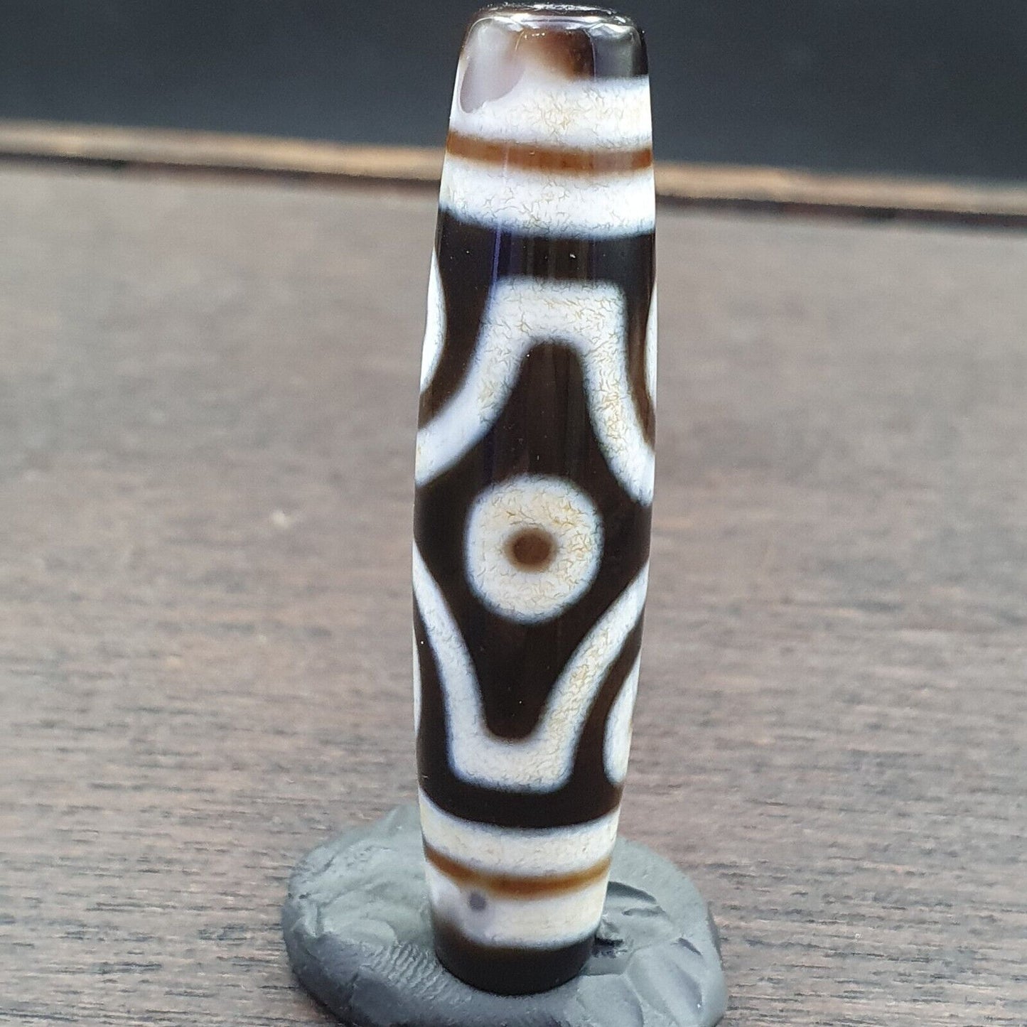 Erstaunliches Muster 6 Augen Achat Tibetischer Achatstein Dzi Perlenamulett
