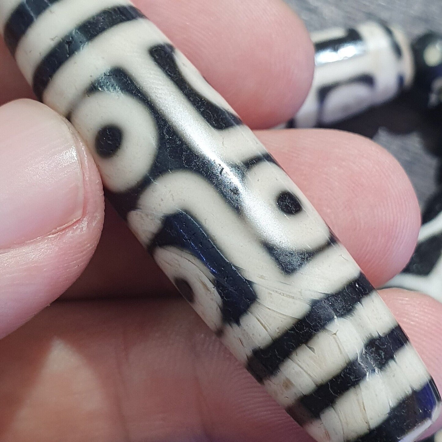 批量 7 古董喜馬拉雅西藏黑瑪瑙眼珠天珠護身符項鍊