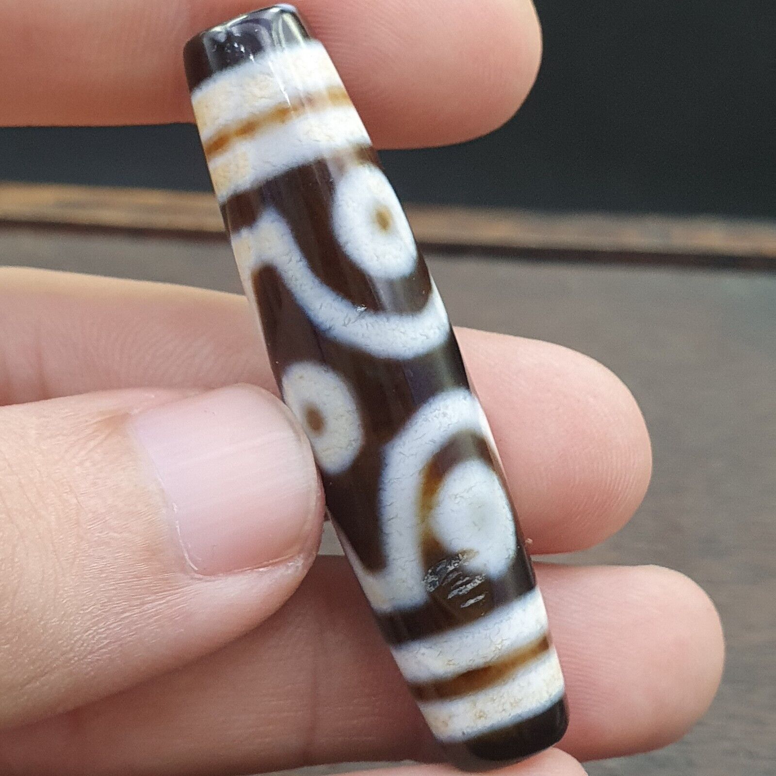 Amazing Pattern 6 Eyes Agate Tibetan Agate stone Dzi  Bead Amulet