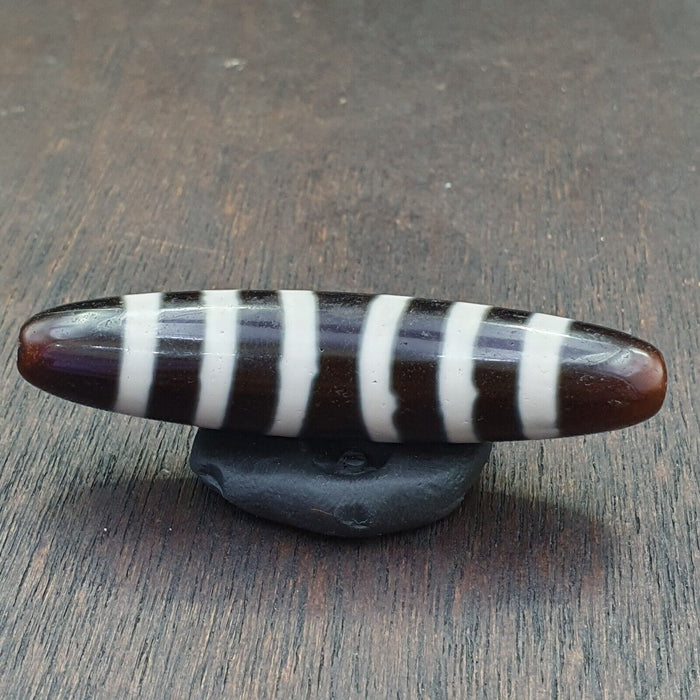 Vintage Himalayan Indo Tibetan Rare 6 Lines Patterns Dzi Spiritual Amulet Bead