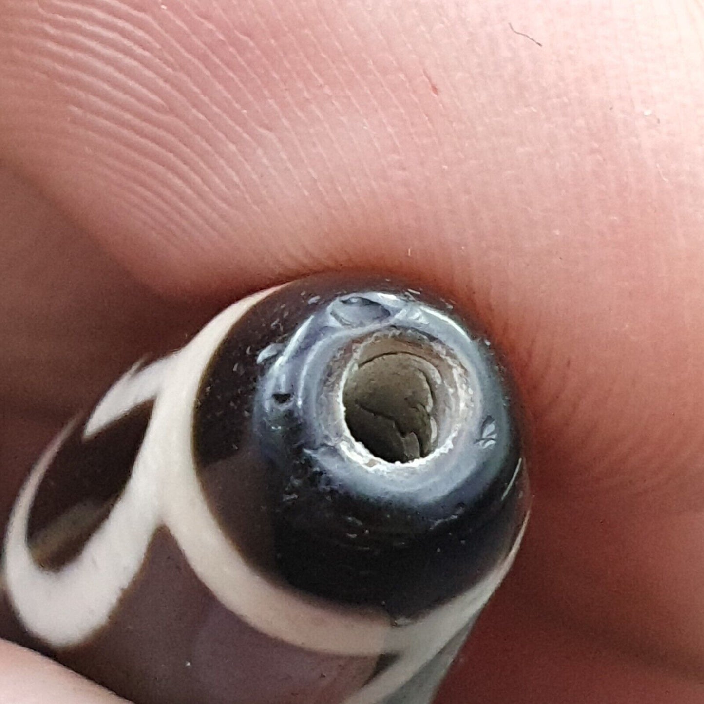 Einzigartiges, seltenes Muster aus tibetischem Achat, 6 Augen, Achatstein, Dzi-Perlen-Amulett