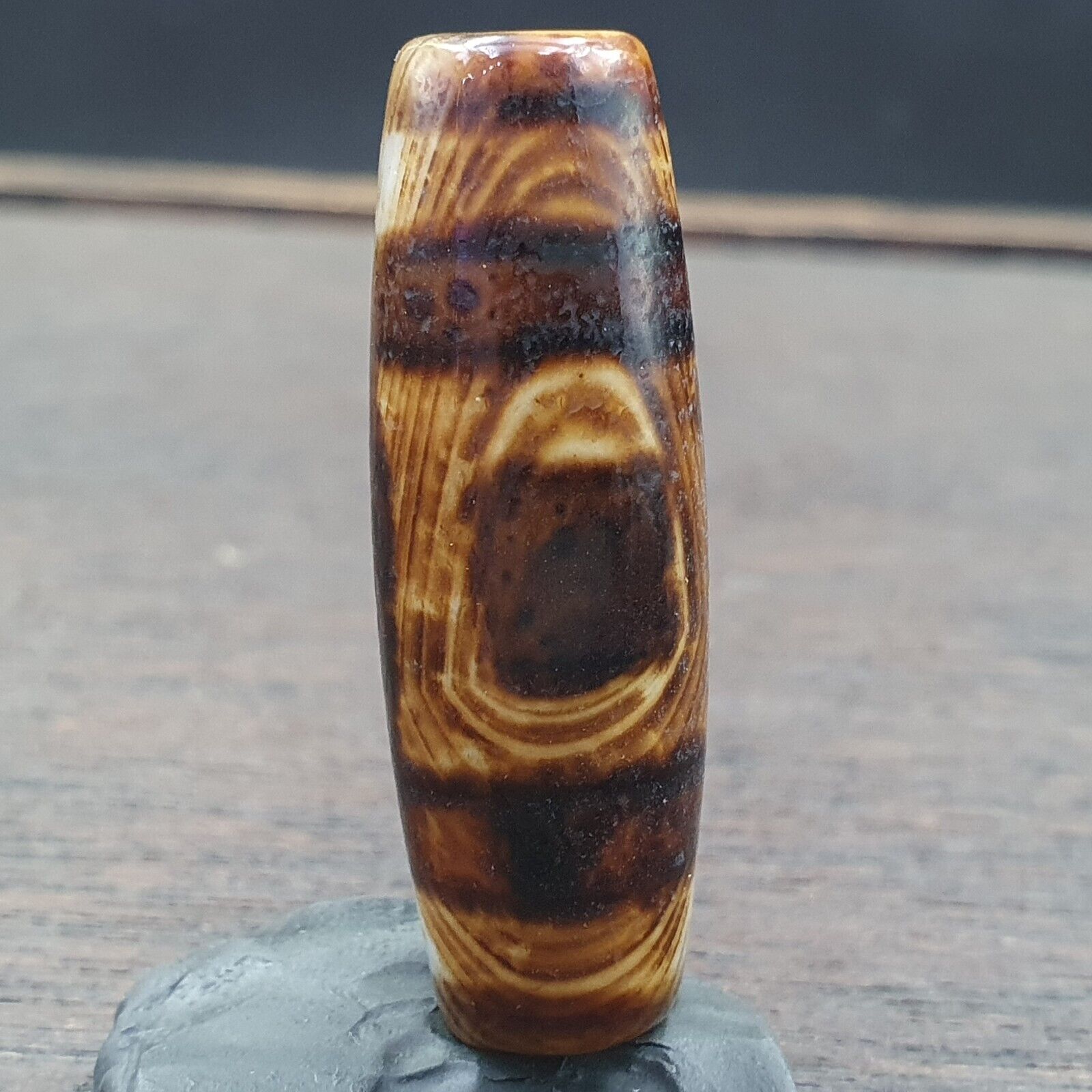 Rare Agate Old Indo Tibetan Agate 2 Eye Agate stone Dzi Decorated Bead Amulet