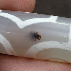 Amazing Pattern 2 Eyes Gray Agate Tibetan Agate stone Dzi  Bead Amulet