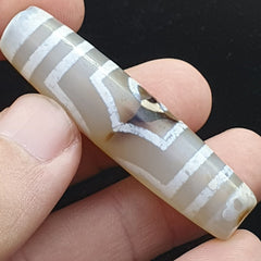 Unique Grey Dendritic Agate Tibetan Agate 3 Eyes Agate stone Dzi  Bead Amulet