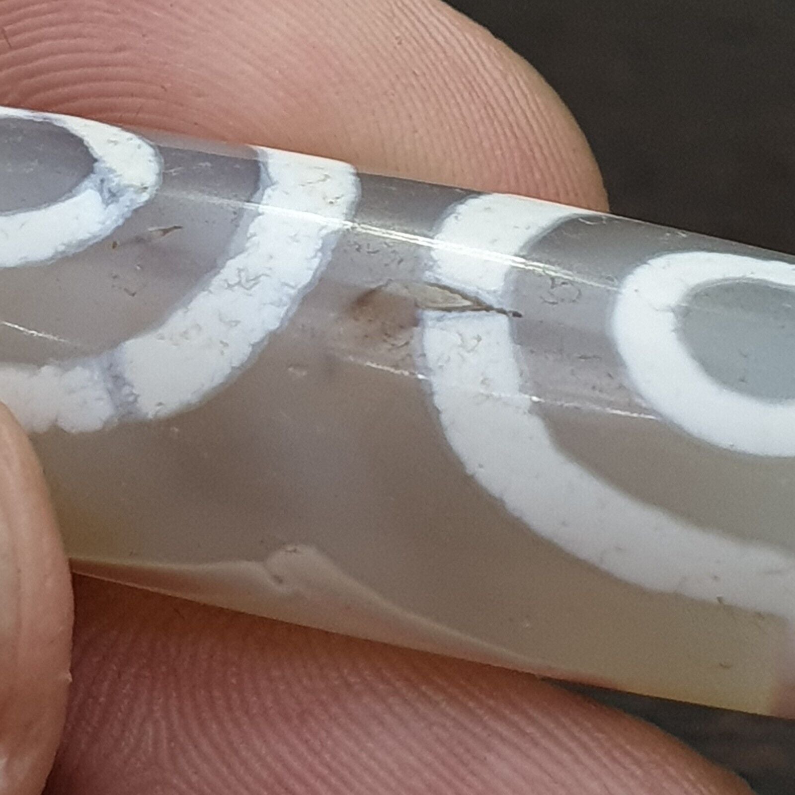Amazing Pattern 2 Eyes Gray Agate Tibetan Agate stone Dzi  Bead Amulet