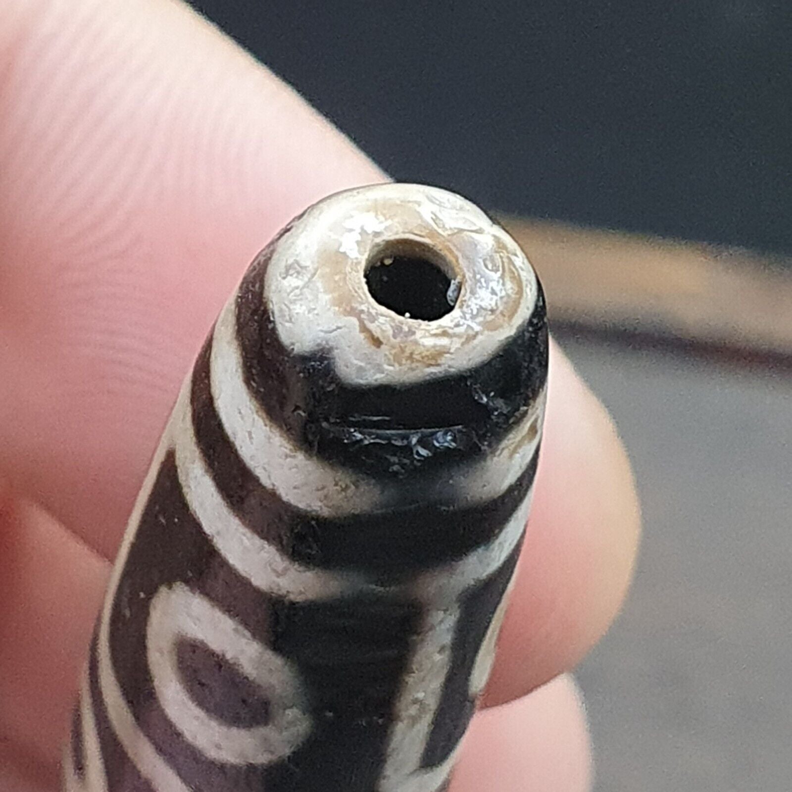 Rare Agate Old Indo Tibetan Agate 9 Falling Eyes Agate stone Dzi  Bead Amulet