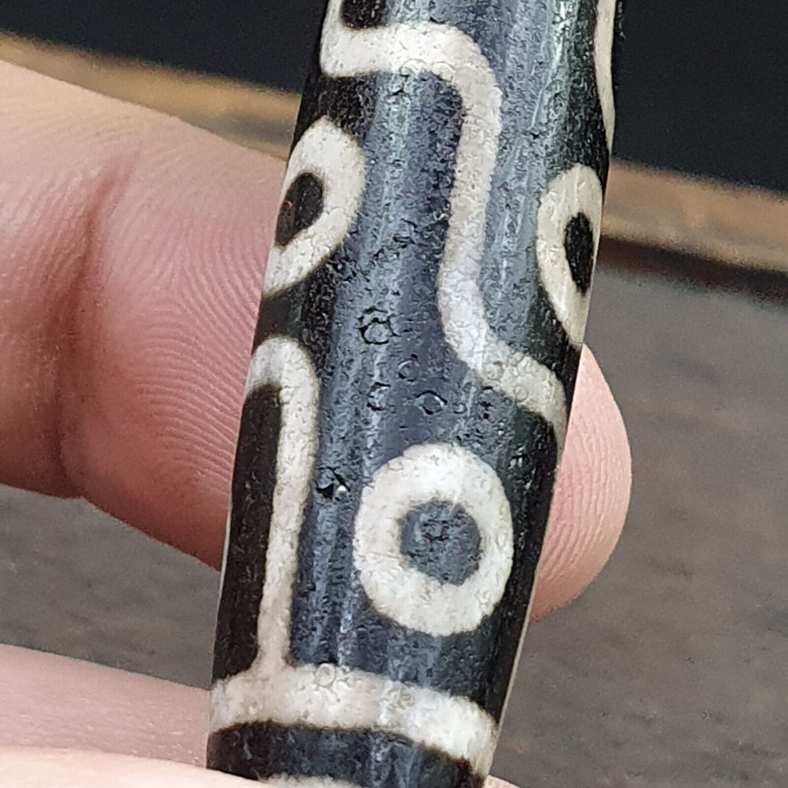 Rare Agate Old Indo Tibetan Agate 9 Falling Eyes Agate stone Dzi  Bead Amulet