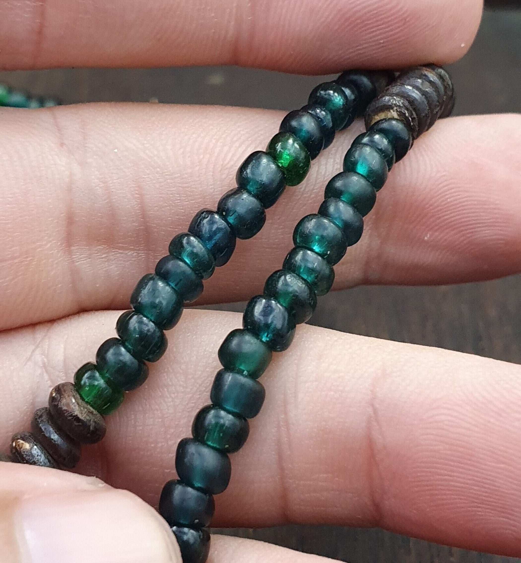 4 Eyes Pattern Antique Black Tibetan Agate Dzi  Bead Amulet Necklace