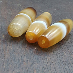 lot 3 Antique Old Yemeni Agate Natural Rare pattern Banded Agate Bead  BD-j-19