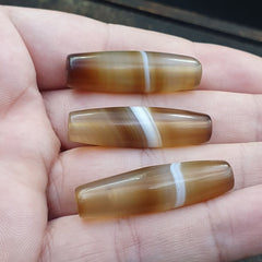 lot 3 Antique Old Yemeni Agate Natural Rare pattern Banded Agate Bead  BD-j-19