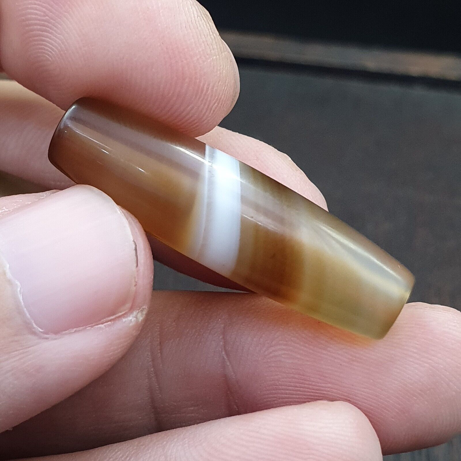 lot 3 Antique Old Yemeni Agate Natural Rare pattern Banded Agate Bead  BD-j-19