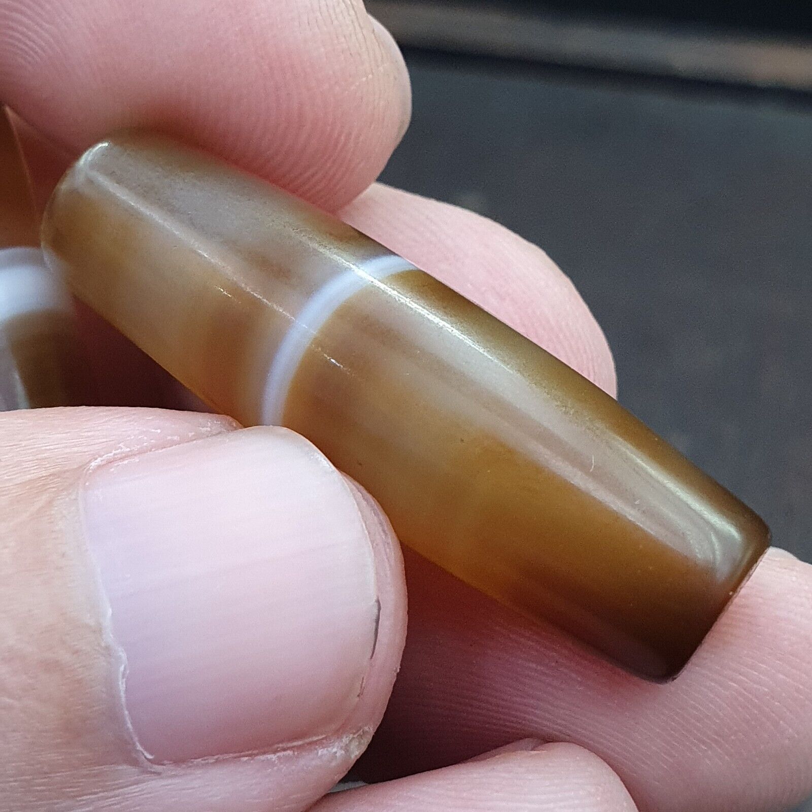 lot 3 Antique Old Yemeni Agate Natural Rare pattern Banded Agate Bead  BD-j-19