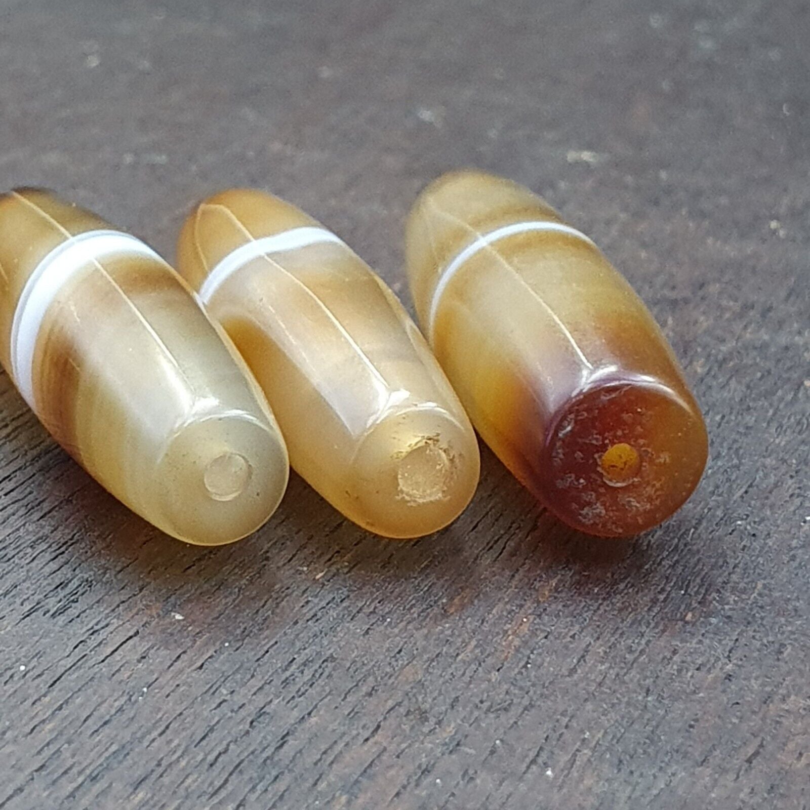 lot 3 Antique Old Yemeni Agate Natural Rare pattern Banded Agate Bead  BD-j-19