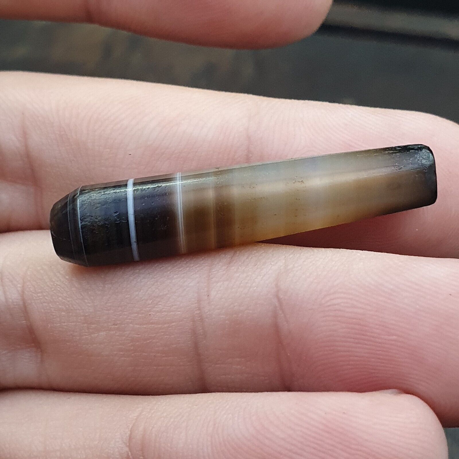 Antique Old Yemeni Agate Natural Rare pattern Banded Agate Bead  BD-j-23