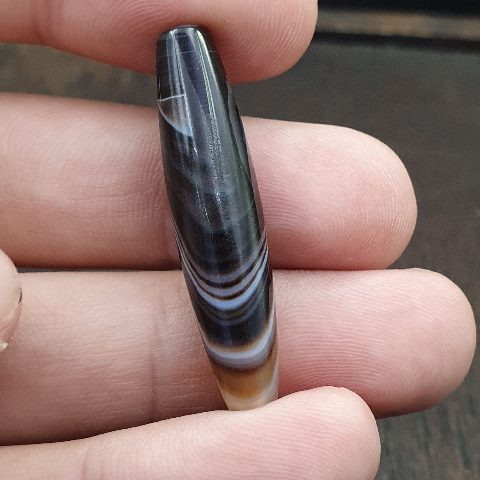 Antique Old Yemeni Agate Natural Rare pattern Banded Agate Bead  BD-j-18