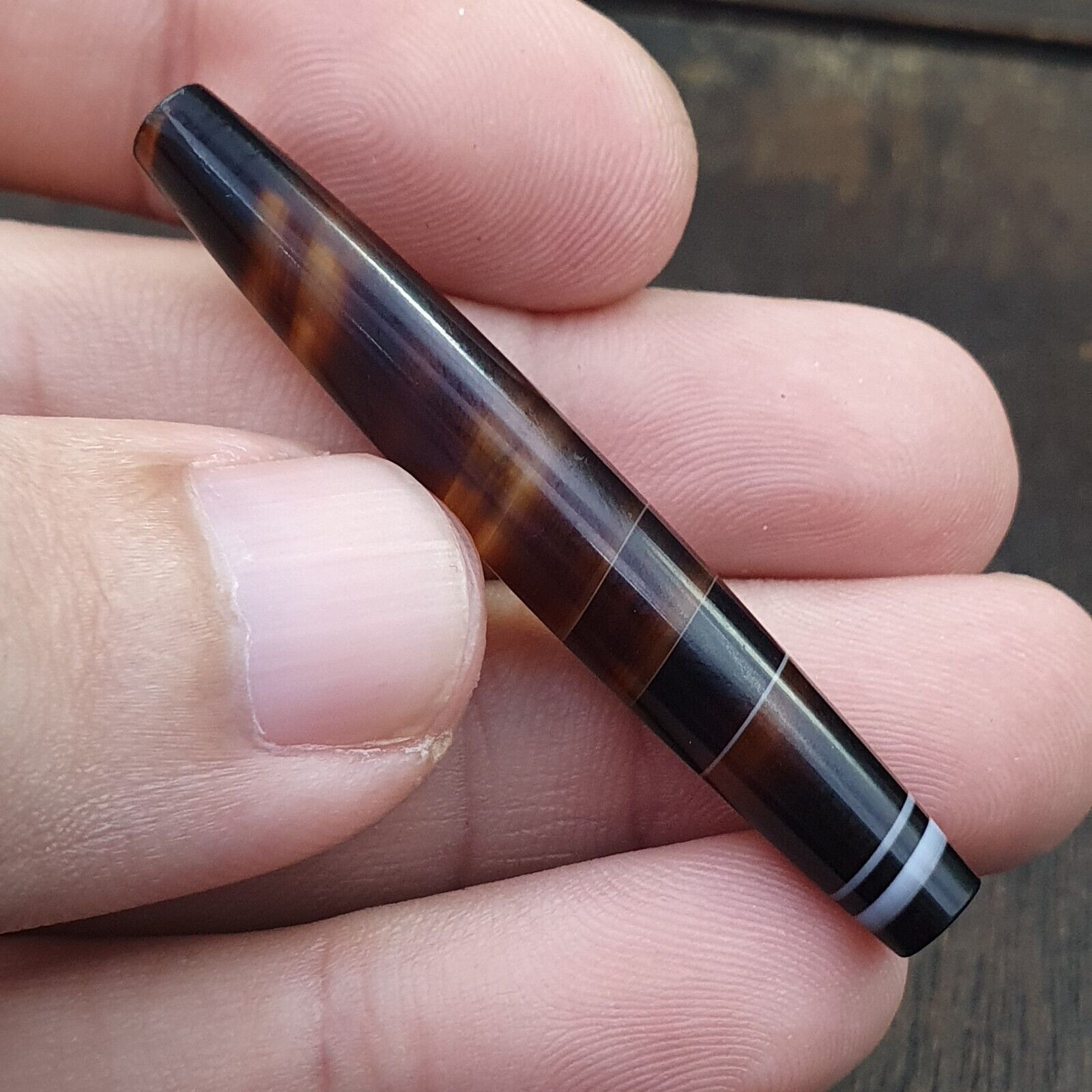 Antique Old Yemeni Agate Natural Rare pattern Banded Agate Bead  BD-j-14