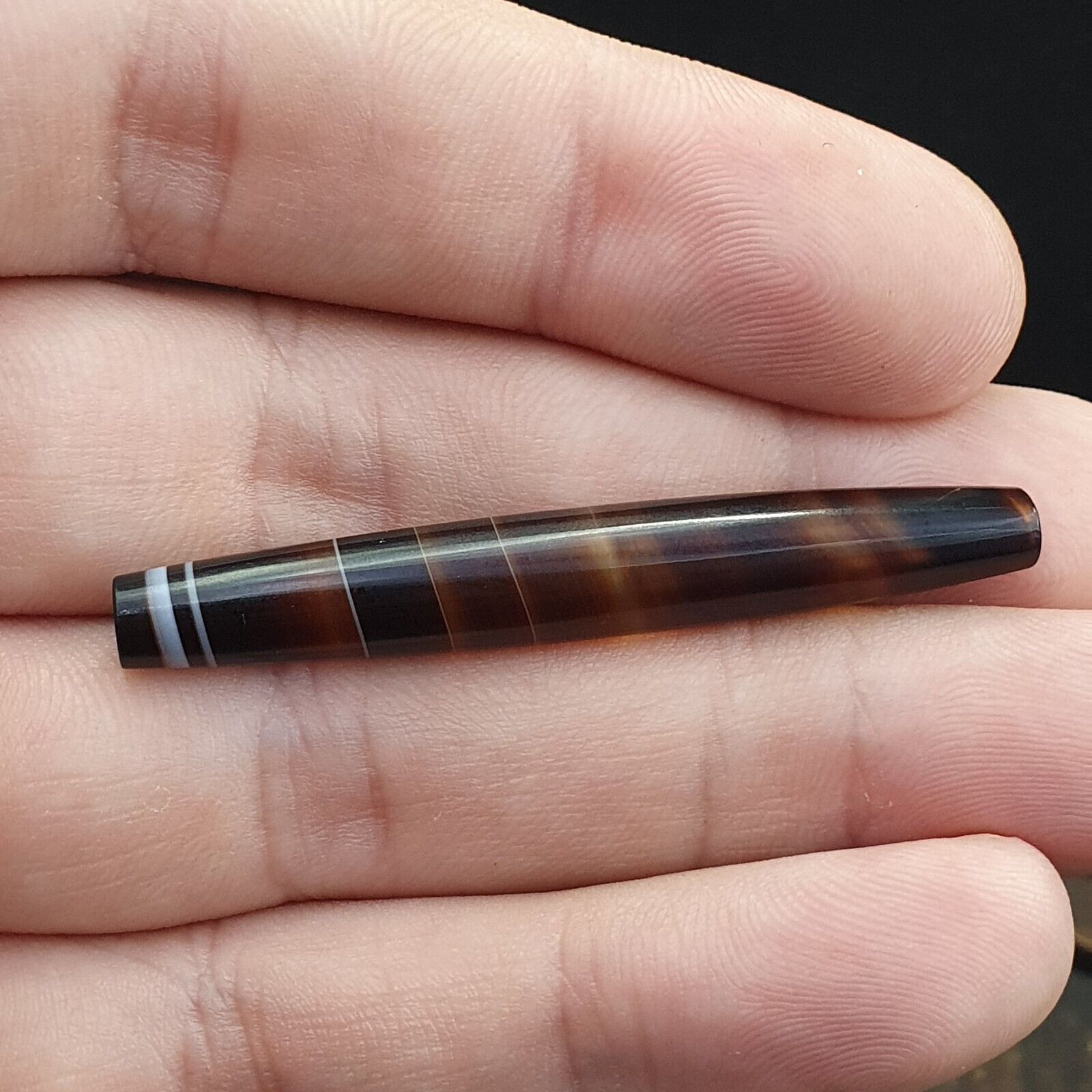 Antique Old Yemeni Agate Natural Rare pattern Banded Agate Bead  BD-j-14